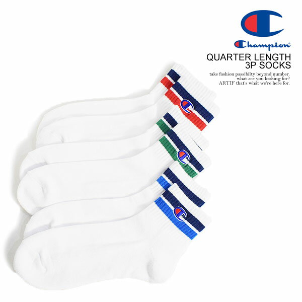 チャンピオン 靴下 CHAMPION QUARTER LENGTH 3P SOCKS メンズ 靴下 3足組