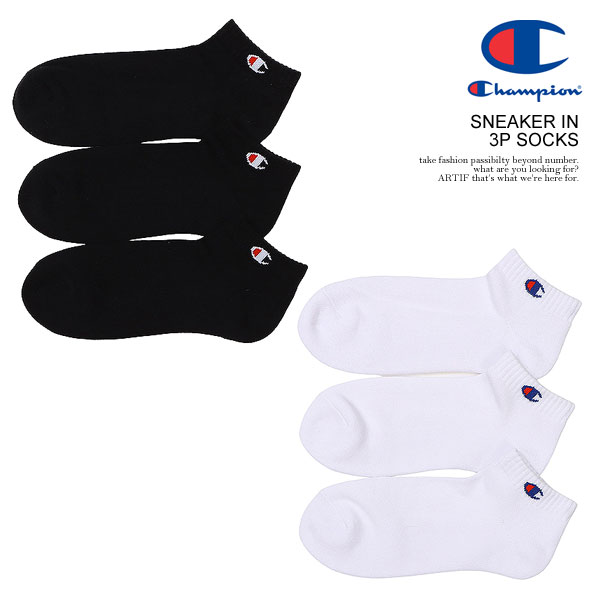 楽天CRESCENT LOTUSチャンピオン ソックス CHAMPION SNEAKER IN 3P SOCKS メンズ 靴下 スニーカーソックス ハーフパイル 3足組 ストリート