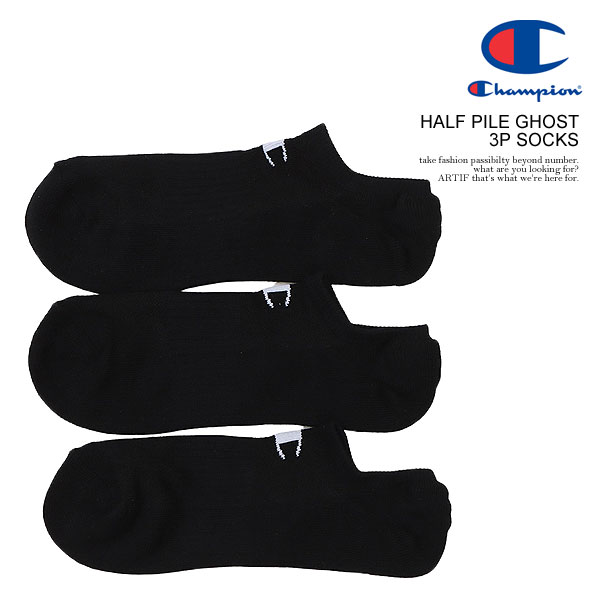 楽天CRESCENT LOTUSチャンピオン ソックス CHAMPION HALF PILE GHOST 3P SOCKS メンズ 靴下 くるぶしソックス ゴーストソックス 3足組 ストリート
