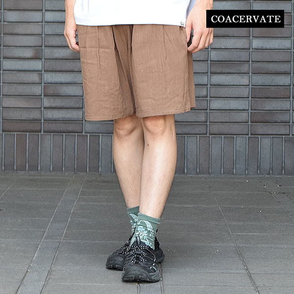 コアセルベート ショートパンツ COACERVATE LINEN SHORT PANTS メンズ ショーツ 麻レーヨン イージーショーツ 送料無料 ストリート