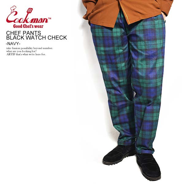 COOKMAN クックマン シェフパンツ CHEF PANTS BLACK WATCH CHECK NAVY 231 03822 34825メンズ イージーパンツ レディース 男女兼用 おしゃれ コックマン