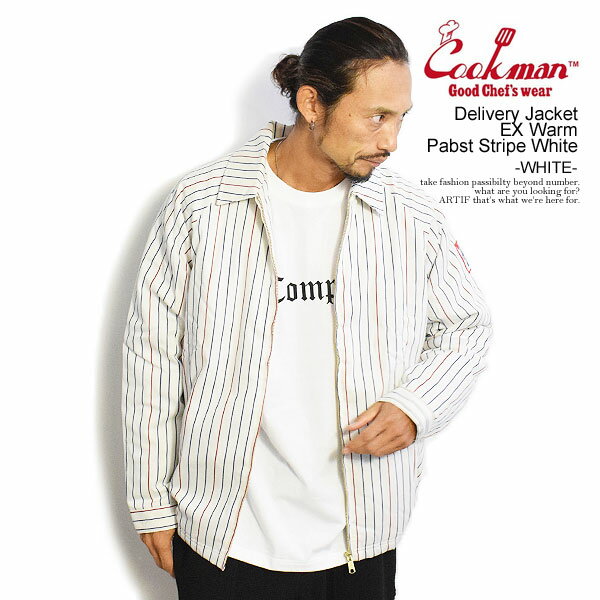 NbN} WPbg COOKMAN Delivery Jacket EX Warm Pabst Stripe White -WHITE- Y fo[WPbg ȃWPbg