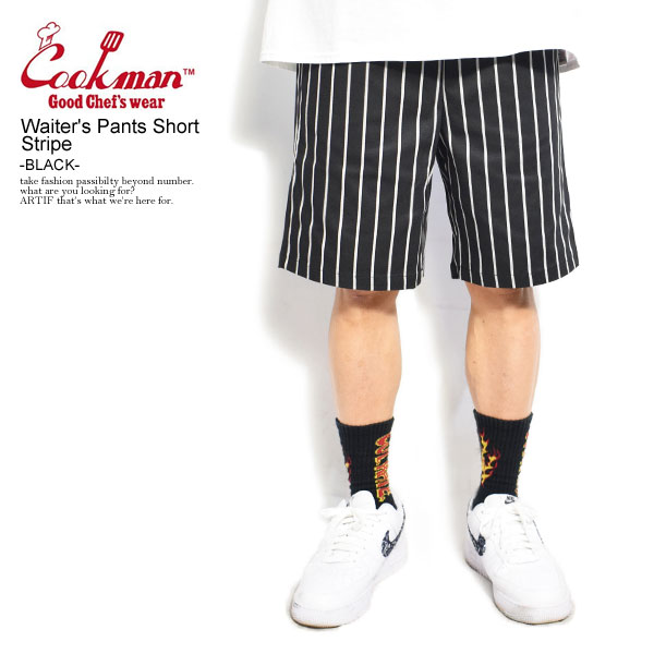 COOKMAN クックマン ショートパンツ Waiter's Pants Short Stripe Black -BLACK- メンズ ショーツ レディース