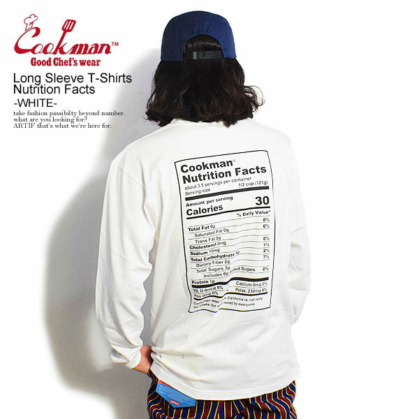 COOKMAN クックマン Tシャツ Long Sleeve T-Shirts Nutrition Facts -WHITE- メンズ レディース ロンT