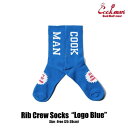 COOKMAN NbN} \bNX RIB CREW SOCKS LOGO BLUE Y fB[X C