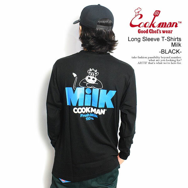 楽天CRESCENT LOTUSクックマン Tシャツ COOKMAN Long Sleeve T-Shirts Milk -BLACK- メンズ レディース 長袖 ロンT 送料無料 ストリート