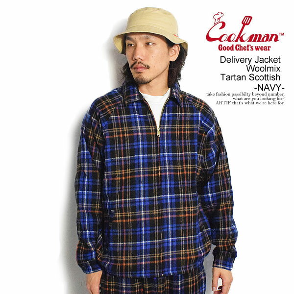 NbN} WPbg COOKMAN Delivery Jacket Woolmix Tartan Scottish Navy -NAVY- Y fo[WPbg AE^[  Xg[g