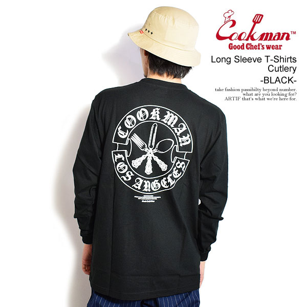 クックマン Tシャツ COOKMAN Long Sleeve T-Shirts Cutlery -BLACK- メンズ レディース 長袖 ロンT 送..