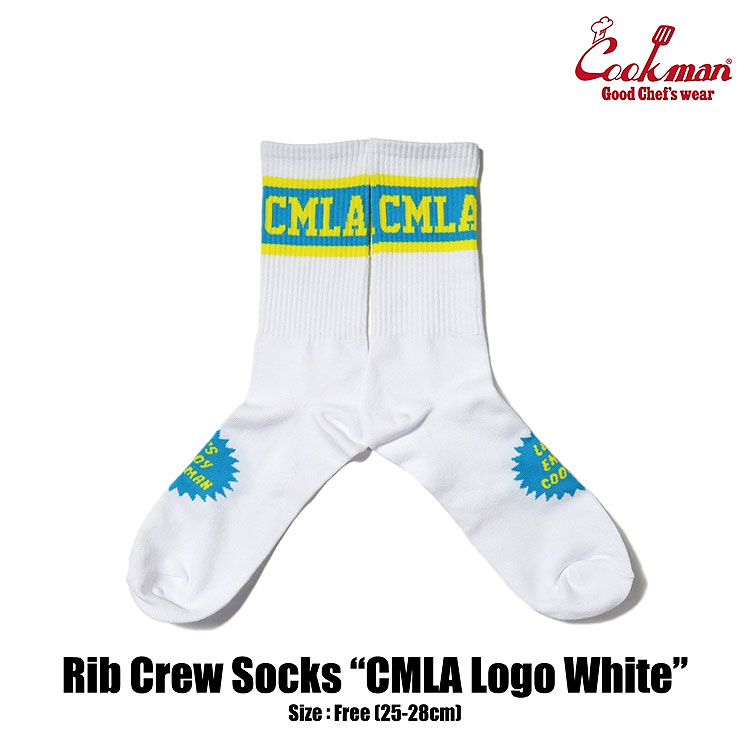 楽天CRESCENT LOTUSクックマン ソックス COOKMAN Rib Crew Socks CMLA logo White メンズ 靴下 ハイソックス ストリート
