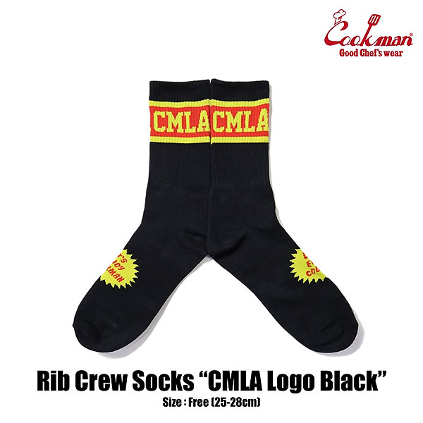 楽天CRESCENT LOTUSクックマン ソックス COOKMAN Rib Crew Socks CMLA logo Black メンズ 靴下 ハイソックス ストリート