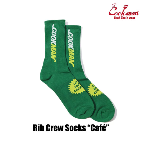 クックマン ソックス COOKMAN Rib Crew Socks Cafe -DARK GREEN- メンズ クルーソックス 靴下 ミッドソックス ストリート
