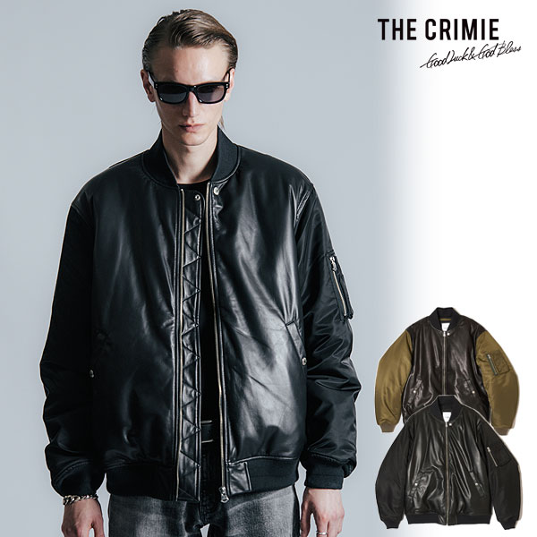 楽天CRESCENT LOTUSクライミー ジャケット CRIMIE NYLON SLEEVE LEATHER MA1 JACKET メンズ ミリタリージャケット レザージャケット 送料無料 ストリート