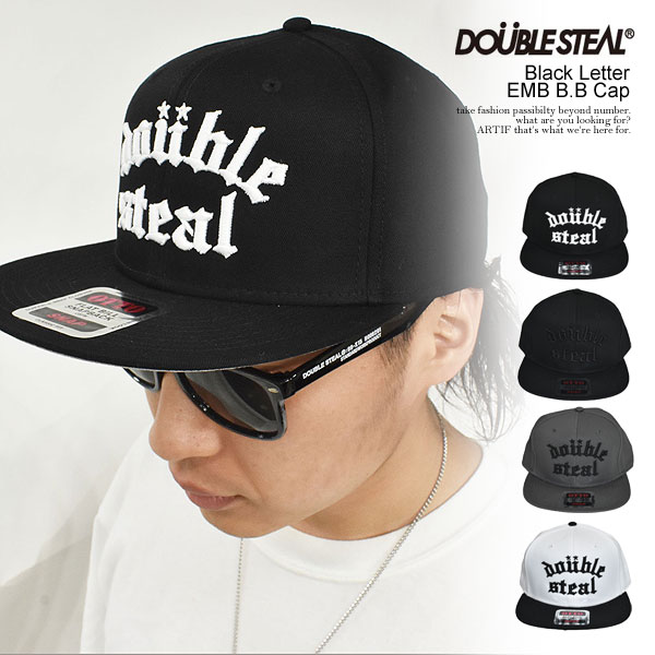 _uXeB[ Lbv DOUBLE STEAL Black Letter EMB B.B Cap Y x[X{[Lbv hJ  Xg[g