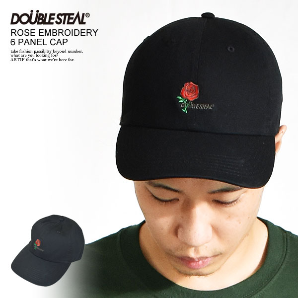 DOUBLE STEAL _uXeB[ Lbv [Lbv 6plLbv Xq ROSE EMBROIDERY 6 PANEL CAP Y Xg[g