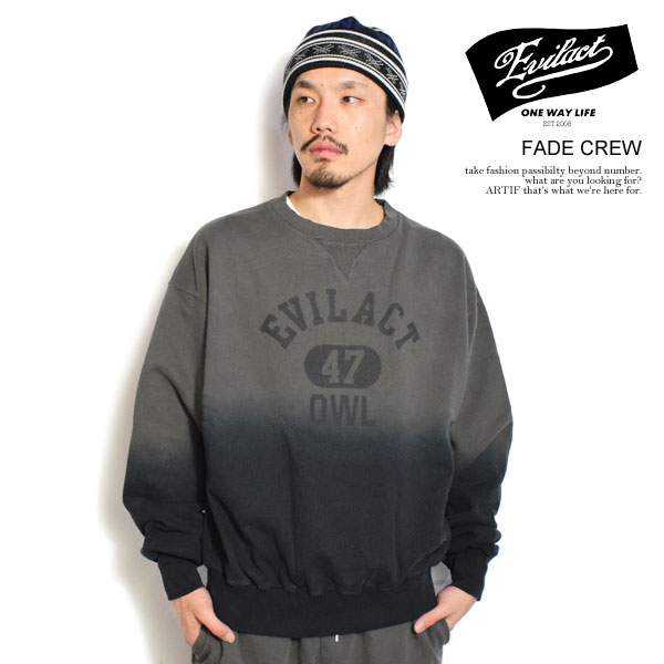 楽天CRESCENT LOTUSイーブルアクト スウェット EVILACT FADE CREW メンズ トレーナー ヘビーウェイト 加工 送料無料 ストリート