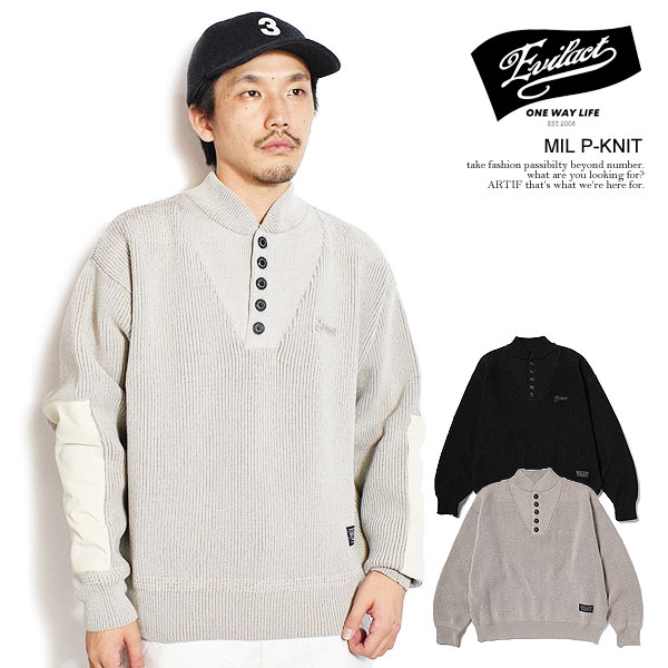 乐天商城 - 20％OFF SALE セール イーブルアクト ニット EVILACT MIL P-KNIT メンズ セーター ヘンリーネック バイカー 送料無料 ストリート