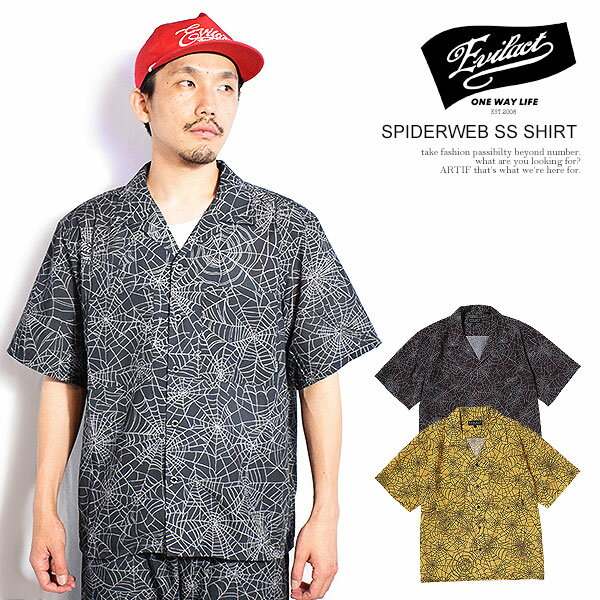 乐天商城 - イーブルアクト EVILACT SPIDERWEB SS SHIRT シャツ メンズ 半袖シャツ 総柄シャツ スパイダーウェブ 送料無料 ストリート