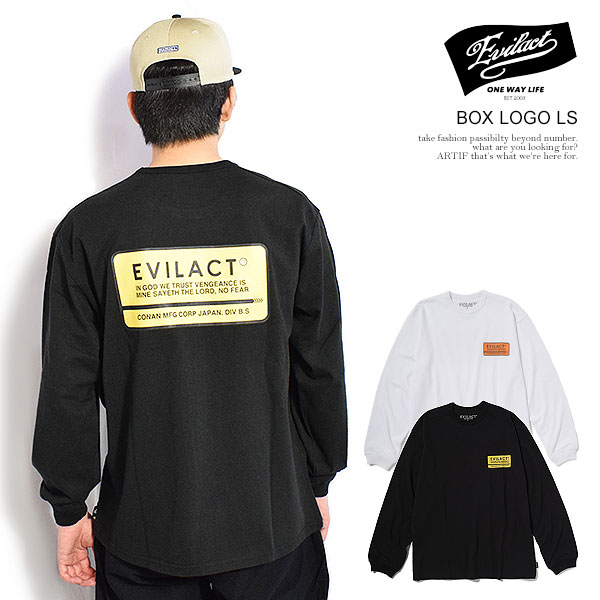 乐天商城 - イーブルアクト Tシャツ EVILACT BOX LOGO LS メンズ シャツ ロンT 長袖Tシャツ バイカー 送料無料 ストリート