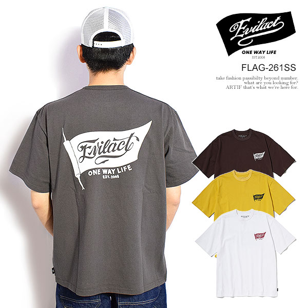 乐天商城 - イーブルアクト Tシャツ EVILACT FLAG-261 SS メンズ 半袖 FLAG LOGO オリジナルボディー 送料無料 ストリート