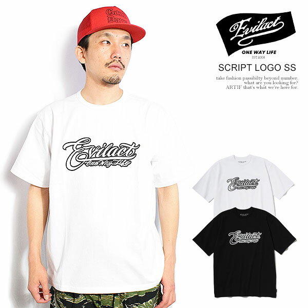 乐天商城 - イーブルアクト Tシャツ EVILACT SCRIPT LOGO SS メンズ 半袖 SCRIPT LOGO オリジナルボディー 送料無料 ストリート