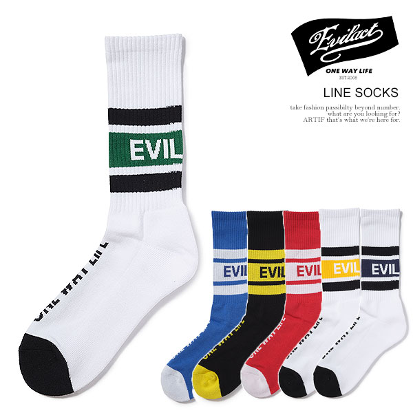 イーブルアクト ソックス EVILACT LINE SOCKS メンズ 靴下 ハイソックス クルーソックス ラインソックス ストリート