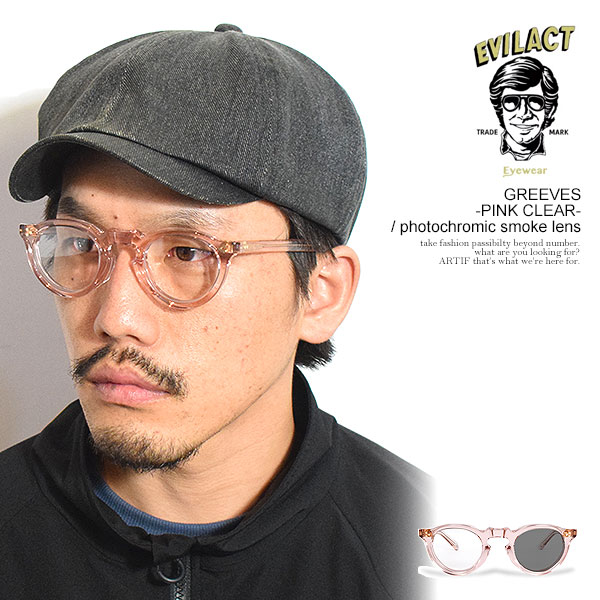 イーブルアクト アイウェア サングラス EVILACT EYEWEAR GREEVES -PINK CLEAR- / photochromic smoke lens メンズ バイカーシェード 調光レンズ 送料無料 ストリート