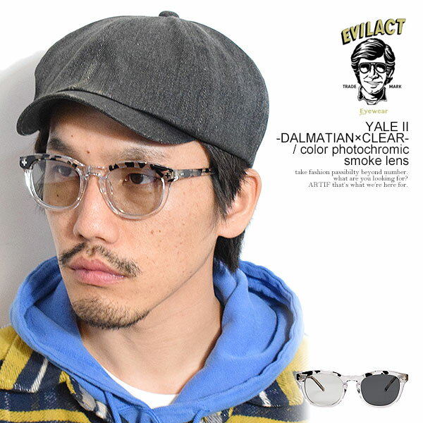 イーブルアクト アイウェア サングラス EVILACT EYEWEAR YALE II -DALMATIAN×CLEAR- / color photochromic smoke lens メンズ バイカーシェード 調光レンズ 送料無料 ストリート