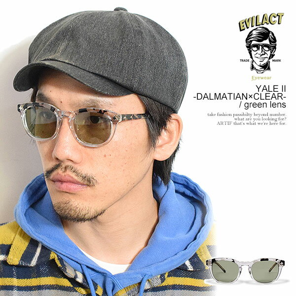 イーブルアクト アイウェア サングラス EVILACT EYEWEAR YALE II -DALMATIAN×CLEAR- / green lens メンズ バイカーシェード カラーレンズ 送料無料 ストリート