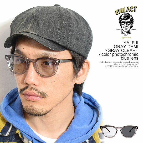 イーブルアクト アイウェア サングラス EVILACT EYEWEAR YALE II -GRAY DEMI×GRAY CLEAR- / color photochromic blue lens メンズ バイカーシェード 調光レンズ 送料無料 ストリート