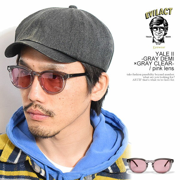 イーブルアクト アイウェア サングラス EVILACT EYEWEAR YALE II -GRAY DEMI×GRAY CLEAR- / pink lens メンズ バイカーシェード カラーレンズ 送料無料 ストリート