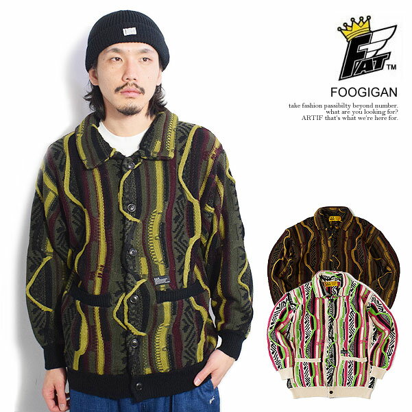 30％OFF SALE セール エフエーティー カーディガン FAT FOOGIGAN メンズ ニットカーディガン ビッグシルエット 送料無料 ストリートのサムネイル