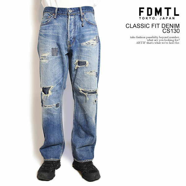 乐天商城 - ファンダメンタル パンツ FDMTL CLASSIC FIT DENIM CS130 メンズ デニム デニムパンツ インディゴ ダメージ加工 送料無料 ストリート
