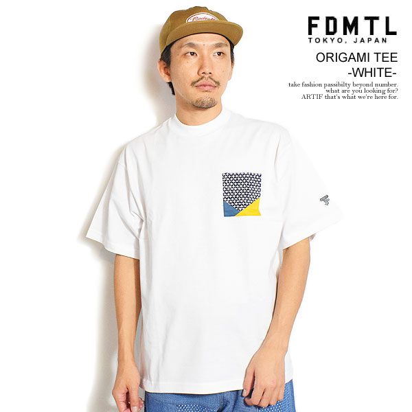 乐天商城 - ファンダメンタル Tシャツ FDMTL ORIGAMI TEE -WHITE- メンズ 半袖Tシャツ ポケットTシャツ 刺し子 送料無料 ストリート