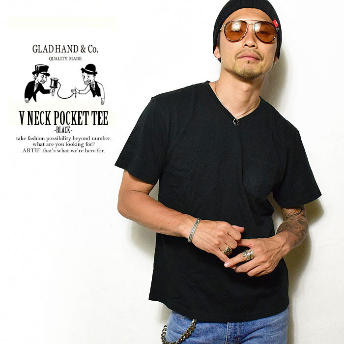 åɥϥ T GLADHAND V NECK POCKET TEE -BLACK-