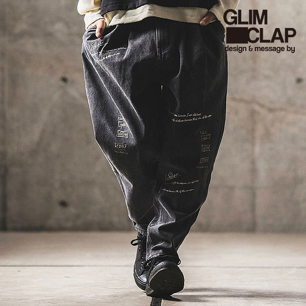 グリムクラップ パンツ GLIMCLAP Multicolor embroidery design denim pants メンズ