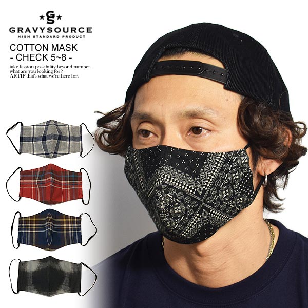 쥤ӡ ޥ GRAVYSOURCE COTTON MASK -CHECK 58- ȥ꡼ȷ եå