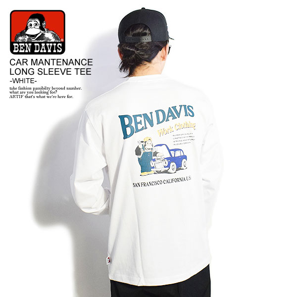 30％OFF SALE セール BEN DAVIS ベンデイビス 長袖 Tシャツ ロンT CAR MANTENANCE LONG SLEEVE TEE WHITE メンズのサムネイル
