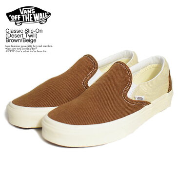 VANS バンズ スニーカー Classic Slip-On (Desert Twill) Brown/Beige メンズ スリッポン