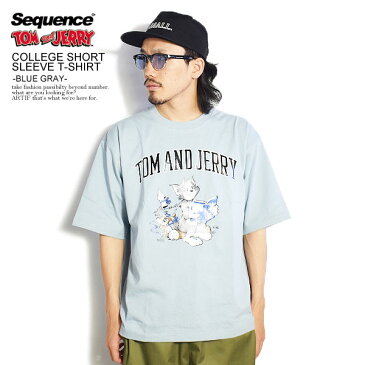 30％OFF SALE セール Sequence by B ONE SOUL シーケンス 半袖 Tシャツ tシャツ トムとジェリー TOM and JERRY COLLEGE SHORT SLEEVE T SHIRT BLUE GRAY メンズ おしゃれ