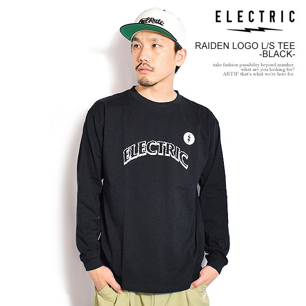乐天商城 - エレクトリック Tシャツ ELECTRIC RAIDEN LOGO L/S TEE -BLACK- メンズ ロンT 長袖Tシャツ HIROTTON コラボ アウトドア レジャー 送料無料 ストリート