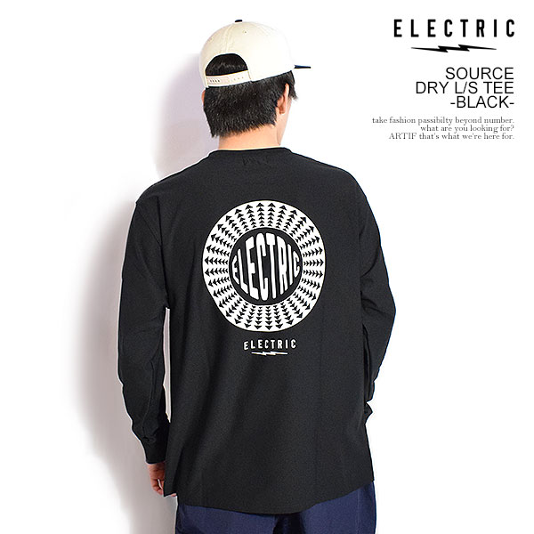 乐天商城 - エレクトリック Tシャツ ELECTRIC SOURCE DRY L/S TEE -BLACK- メンズ ロンT 長袖 ドライTシャツ アウトドア レジャー 送料無料 ストリート
