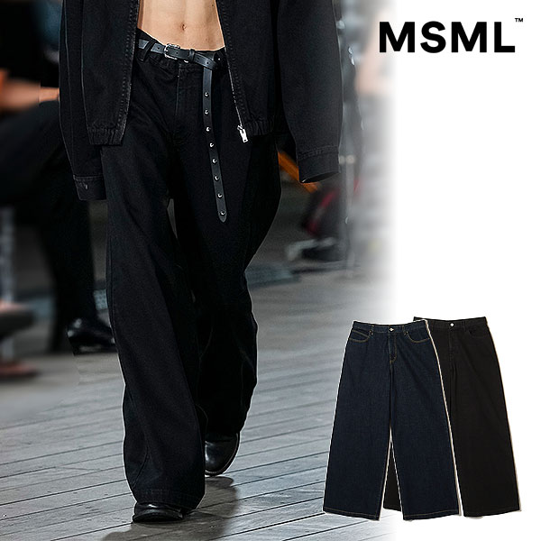 乐天商城 - 2026 春夏 先行予約 3月中旬～下旬入荷予定 エムエスエムエル パンツ MSML WIDE DENIM PANTS / ONE WASHED 送料無料 キャンセル不可