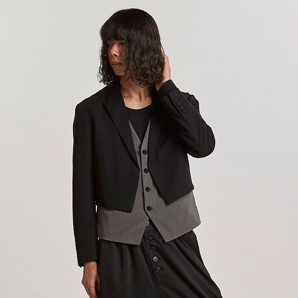 2025 秋 先行予約 9月上旬入荷予定 ノーアイディー ジャケット NO ID. BLACK レイヤードショートJKT メンズ 送料無料 キャンセル不可