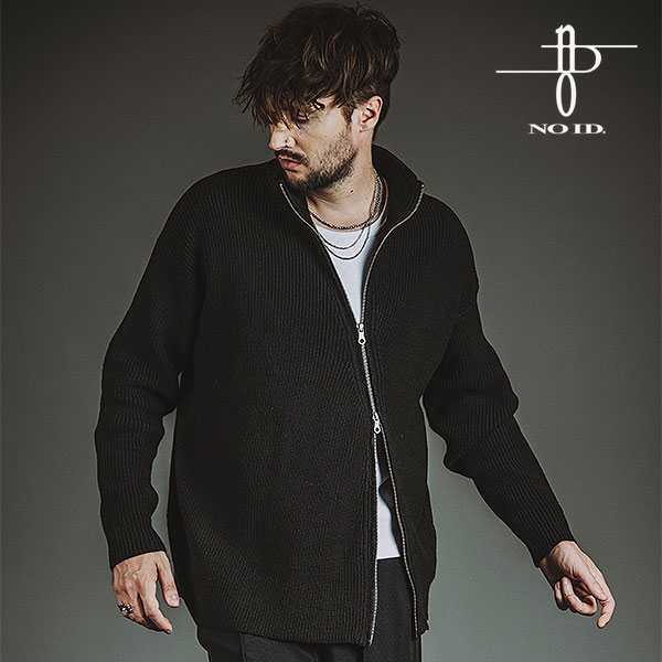 2025 冬 先行予約 12月上旬入荷予定 ノーアイディー カーディガン NO ID. BLACK アシンメトリ-ドライバ..