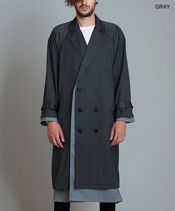 65％OFF SALE セール ノーアイディー コート NO ID. ダブルブレストレイヤードBIGロングコート メンズ