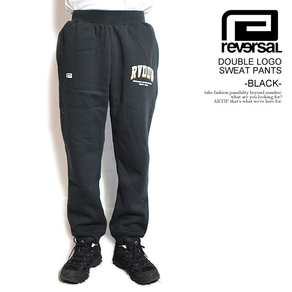 リバーサル パンツ reversal DOUBLE LOGO SWEAT PANTS -BLACK- メンズ スウェットパンツ イージーパンツ 送料無料 ストリート rvddw