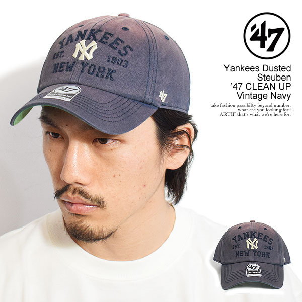 tH[eB[Zu Lbv '47 Yankees Dusted Steuben f47 CLEAN UP Vintage Navy Y [Lbv L[X Xg[g