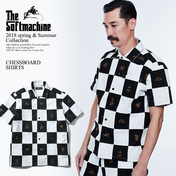 60％OFF SALE セール ソフトマシーン シャツ SOFTMACHINE CHESSBOARD SHIRTS(PATCH WORK S/S SHIRTS) 