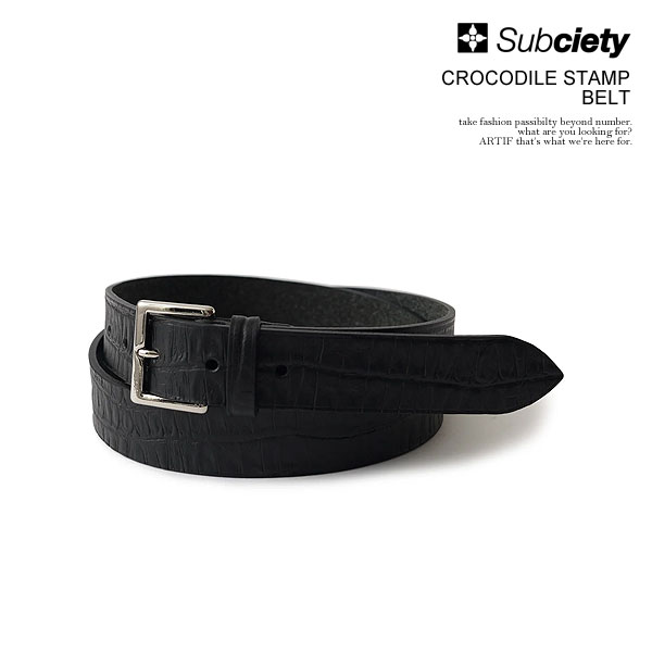 サブサエティ ベルト SUBCIETY CROCODILE STAMP BELT subciety メンズ レザーベルト 牛革 送料無料 ストリート