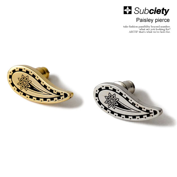 楽天CRESCENT LOTUSサブサエティ ピアス SUBCIETY Paisley pierce メンズ フープピアス 片耳用 ペイズリー柄 送料無料 ストリート
